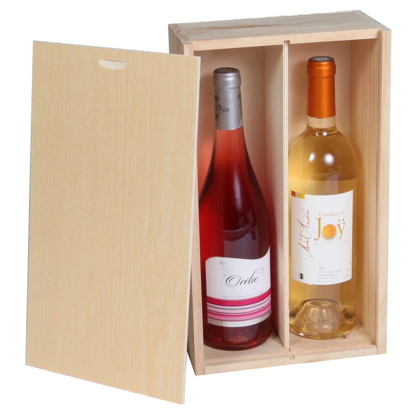 Caisse Tradition bois de pin 2 bouteilles