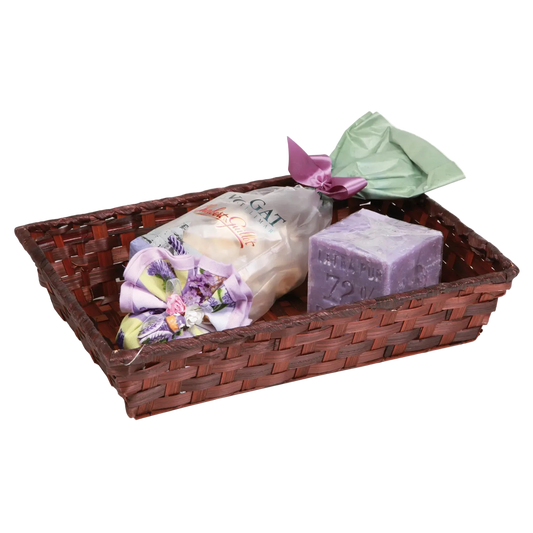 Corbeille Rihana bambou chocolat rectangle 24x18x5cm