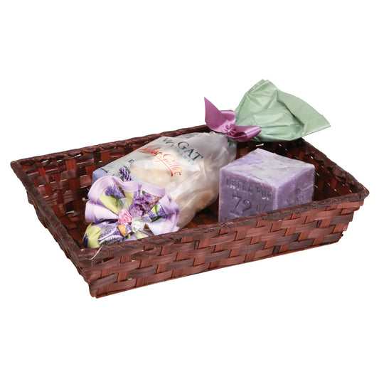 Corbeille Rihana bambou chocolat rectangle 24x18x5cm