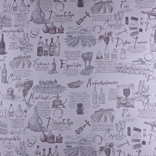 Grey/taupe coated kraft grape variety gift wrap 0.70x100m