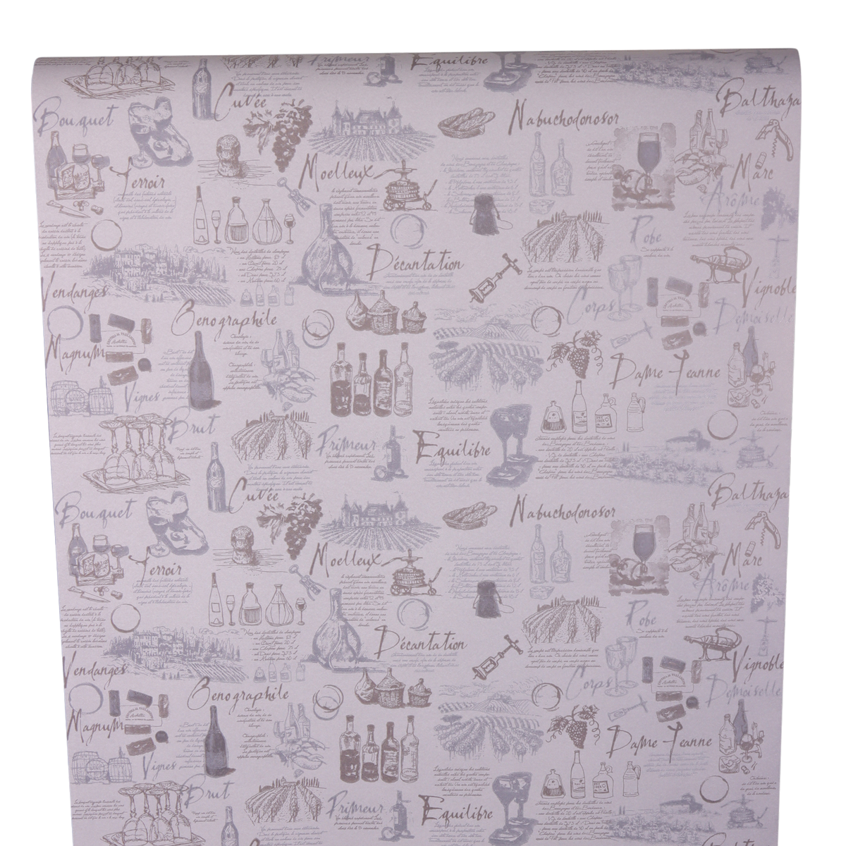 Grey/taupe coated kraft grape variety gift wrap 0.70x100m