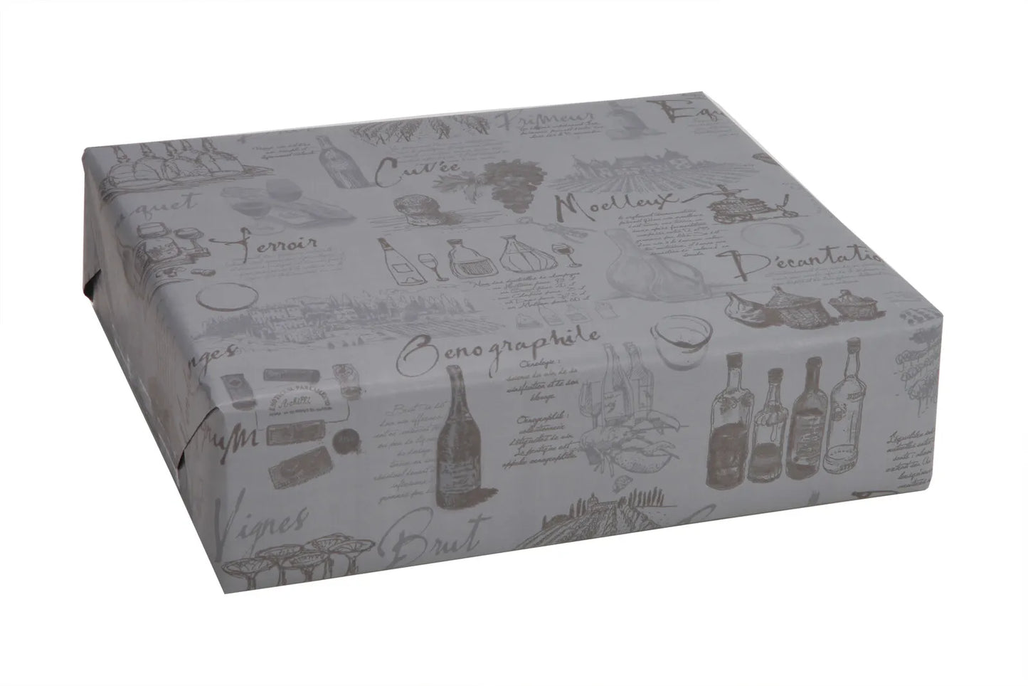 Grey/taupe coated kraft grape variety gift wrap 0.70x100m