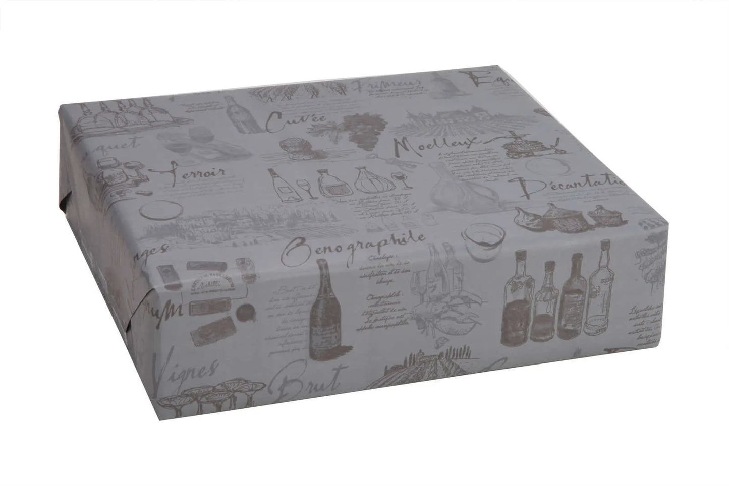 Grey/taupe coated kraft grape variety gift wrap 0.50x200m