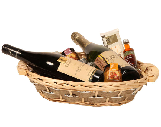 Corbeille Amandine osier/bois/jonc de mer ovale 36x28x9cm