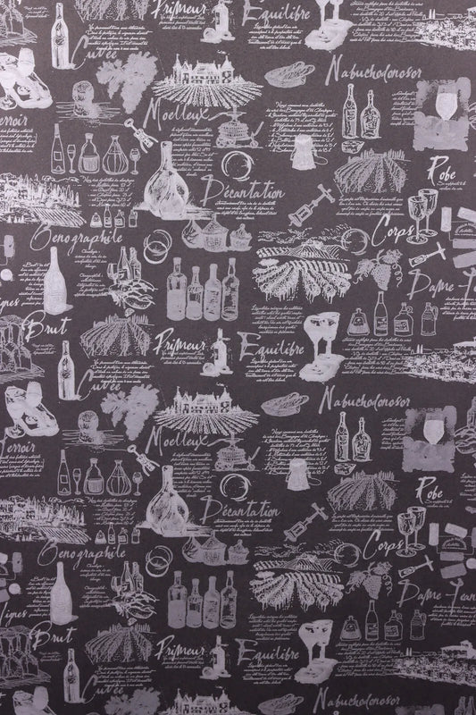 Papier cadeau Cépage kraft couché noir/argent 0.70x100m