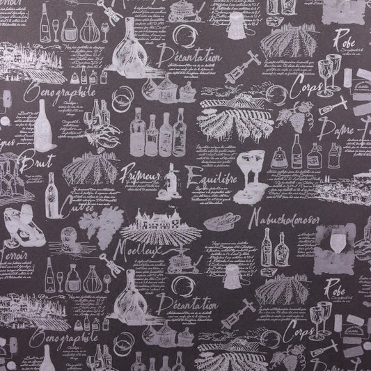 Papier cadeau Cépage kraft couché noir/argent 0.70x100m
