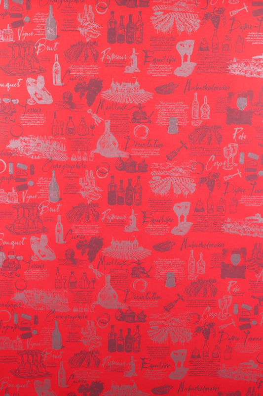 Papier cadeau Cépage kraft couché rouge/argent 0.50x200m