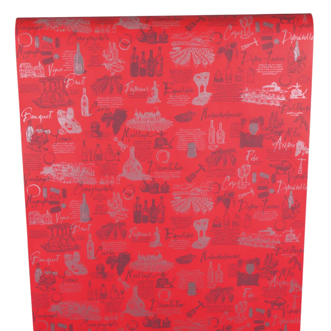 Red/Silver Coated Kraft Grape Variety Gift Wrap 0.70x100m