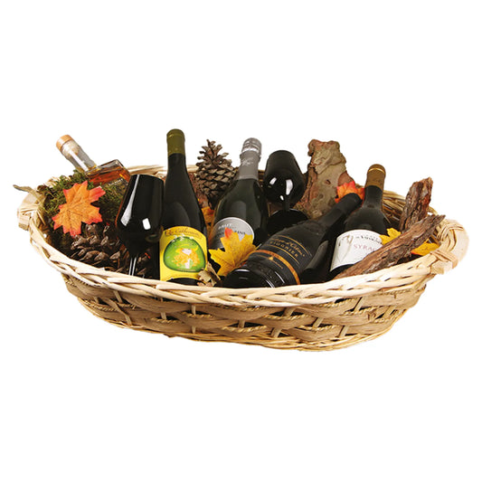 Corbeille Amandine osier/bois/jonc de mer ovale 60x40x12.5cm