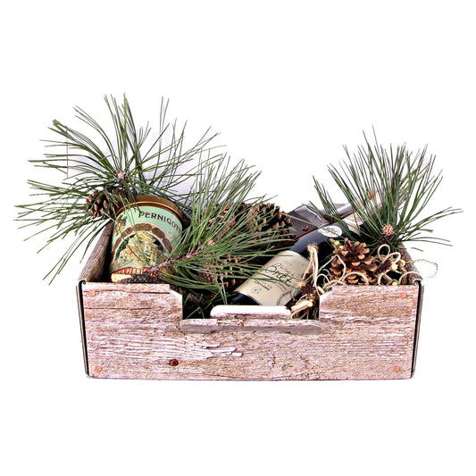 Valisette gourmande Lorriane carton imitation bois grisé 42x35.5x12cm