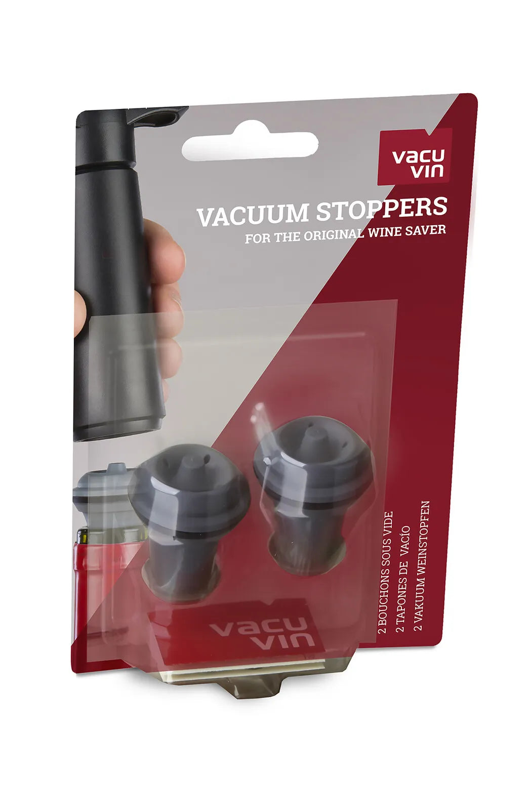 Bouchon pompe à vide Wine Saver Stopper gris Vacuvin (2 pièces)