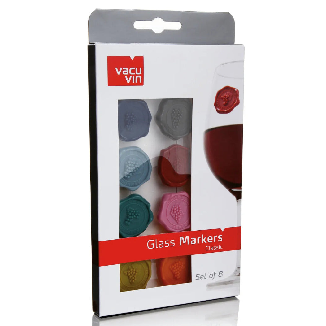 Marque-verre Glass Marker Classic Grapes Vacuvin (8 pièces)