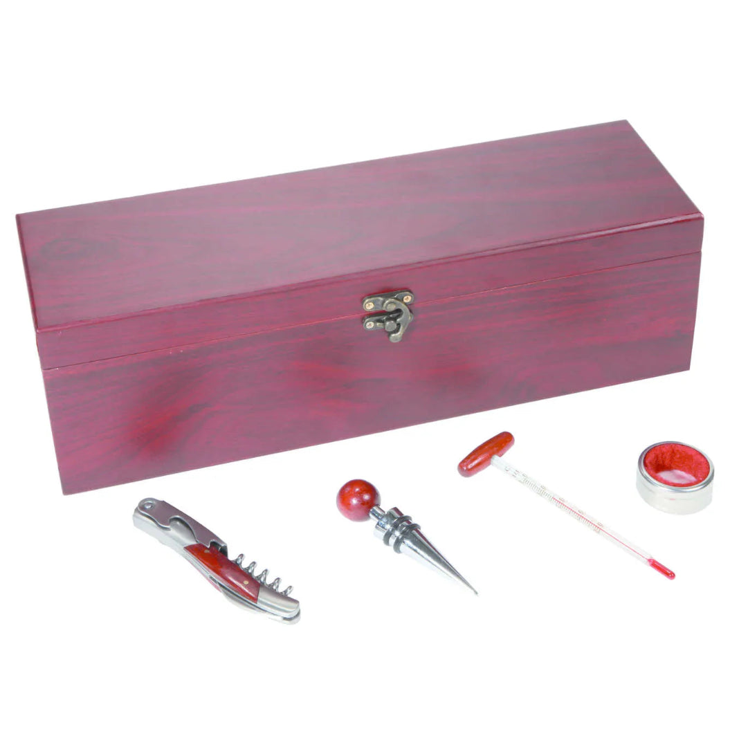 Acajou sommelier set with 1 wooden bottle and 4 pieces