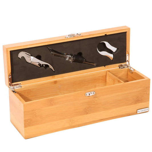 Bamboo sommelier set with 1 bamboo bottle and 3 pieces