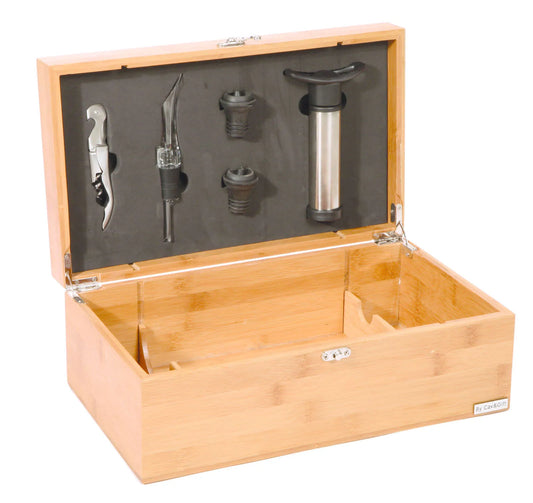 Bamboo sommelier set with 2 bamboo bottles and 5 pieces