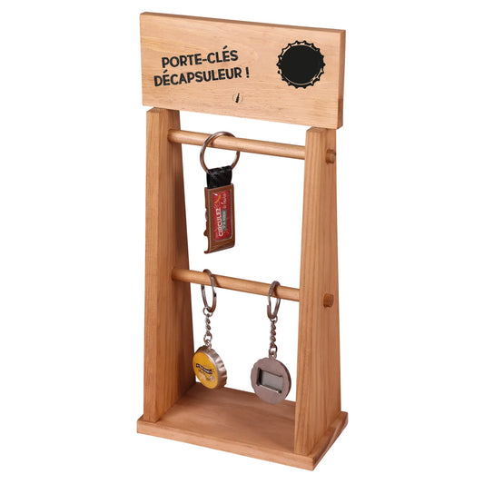 Vintage stained wood display stand for 20 keychains