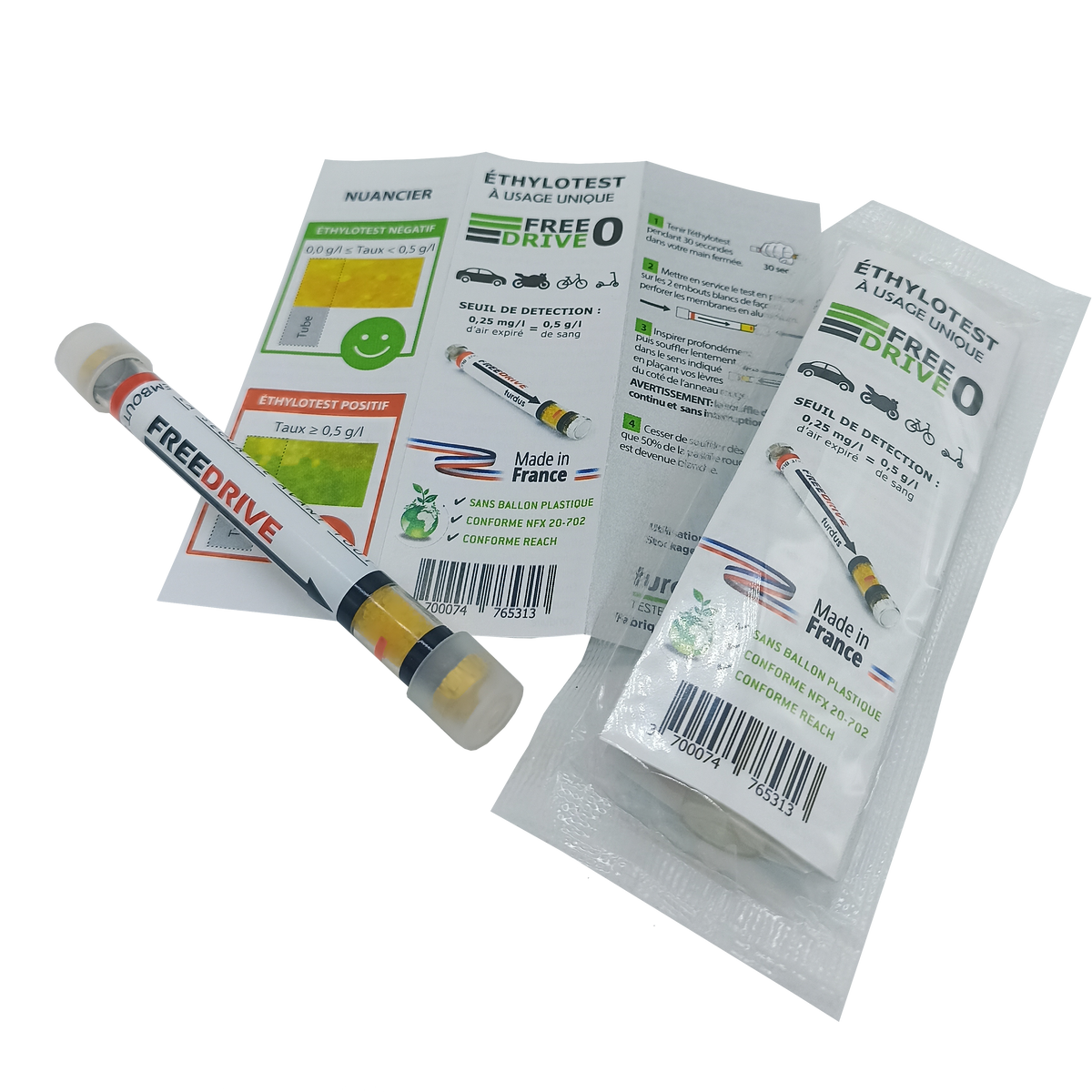 Ethylotest Justus usage unique sans ballon 0.5g/l