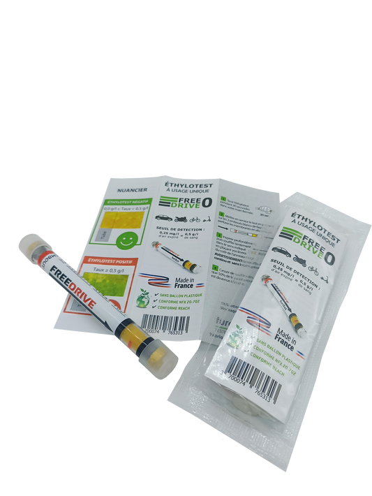 Justus single-use breathalyzer without balloon 0.5g/l (cardboard display)