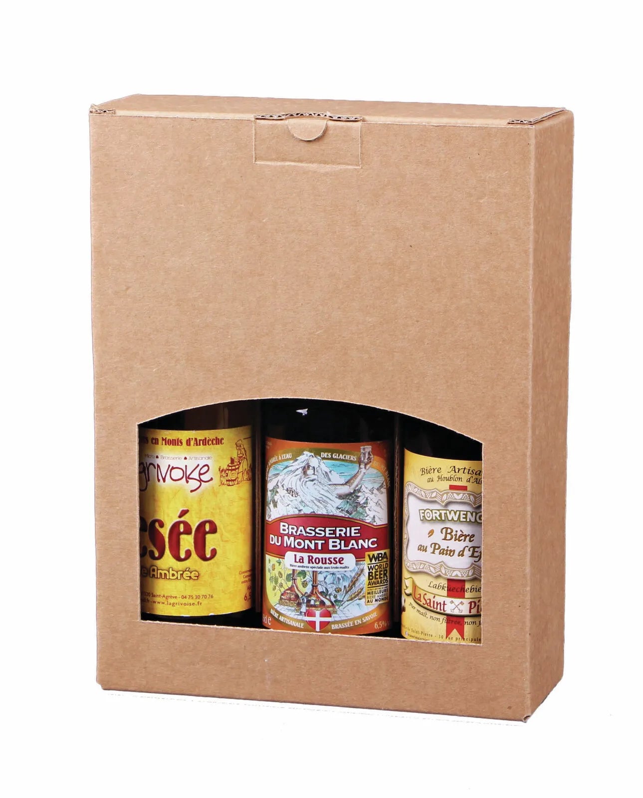 Valisette Atlanta carton kraft 3 bières 33cl (type long-neck)