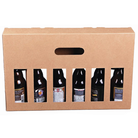 Valisette Atlanta carton kraft 6 bières 33/50cl (type Steinie)