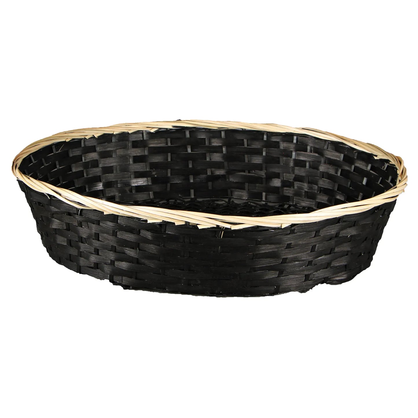 Clara basket, bamboo/black rush/natural, oval, 45x35x10cm