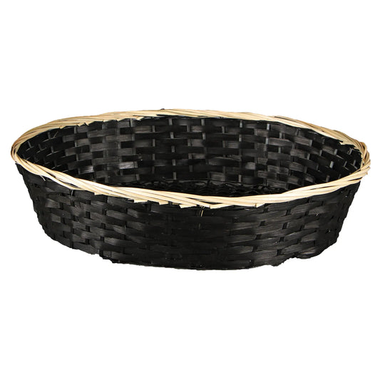 Corbeille Clara bambou/jonc noir/naturel ovale 45x35x10cm