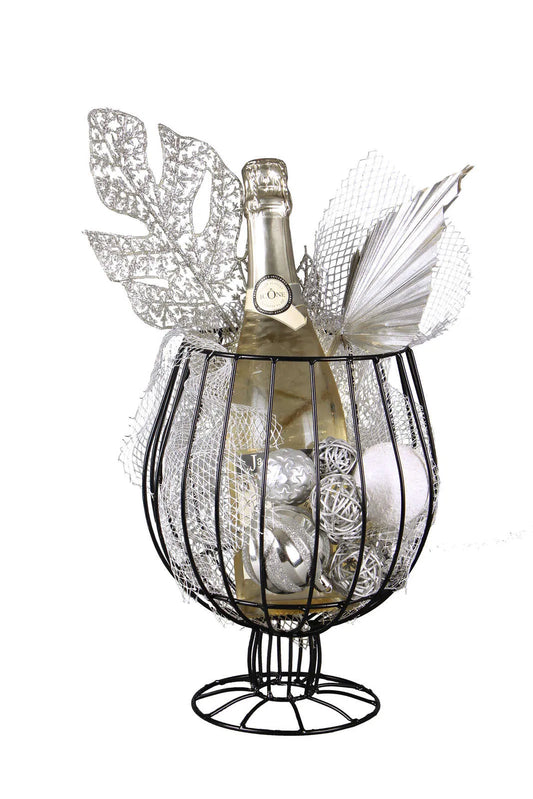 Esteban black metal stemmed glass for 1 or 2 bottles