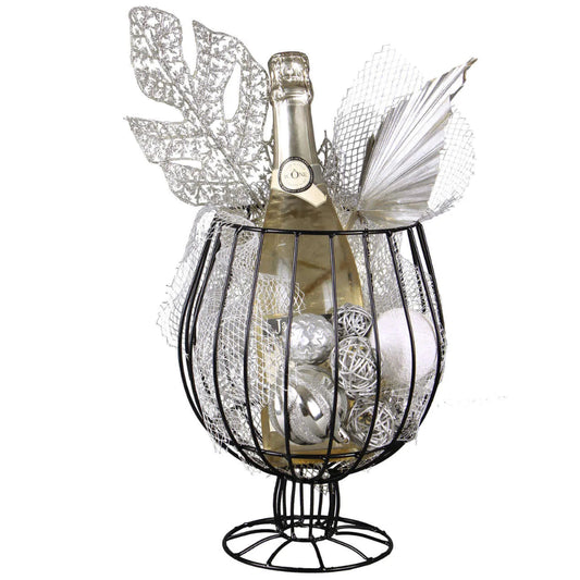 Esteban black metal stemmed glass for 1 or 2 bottles