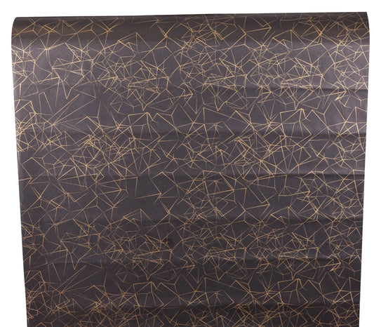 Diamy kraft coated gift wrap, black/gold, 0.50x200m