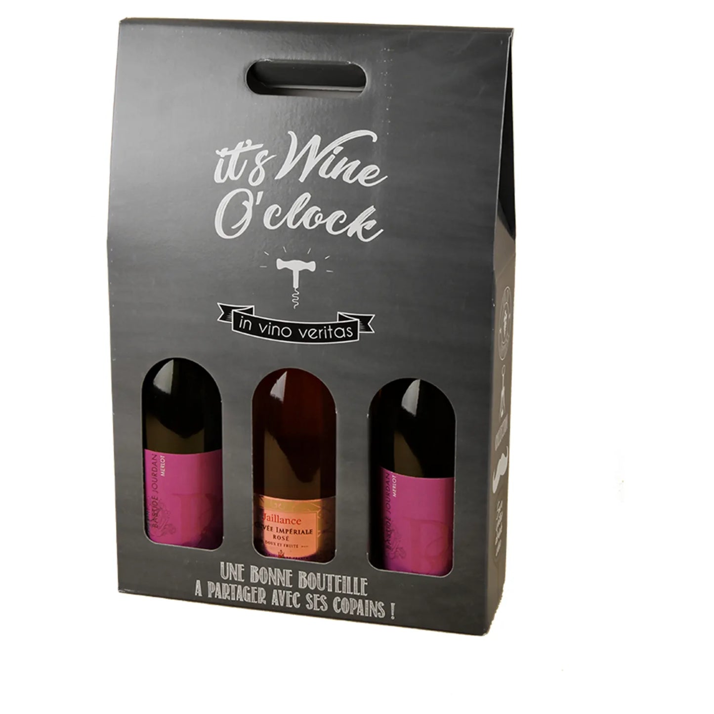 Manhattan cardboard suitcase with 3 bottles