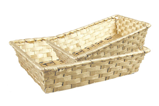 Rihana bamboo basket, gold, rectangular, 31x21x7cm