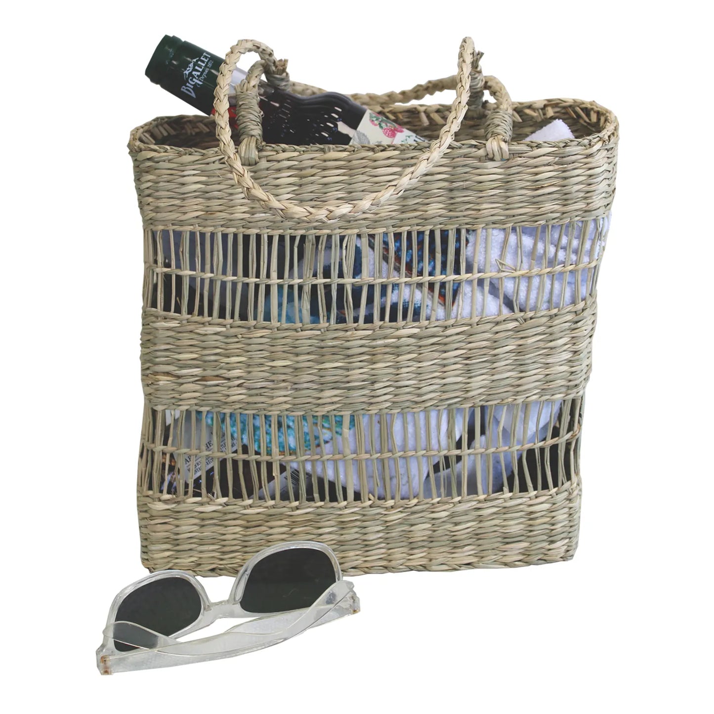 Dune basket made of natural seagrass, 30x10x30cm