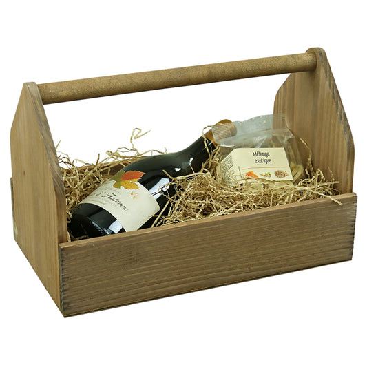 Gustave wooden basket 33x18x8/20cm - The treat box