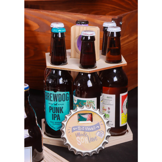 Carrousel à bière Enzo bois 6 bières 33cl (type long neck) Twist