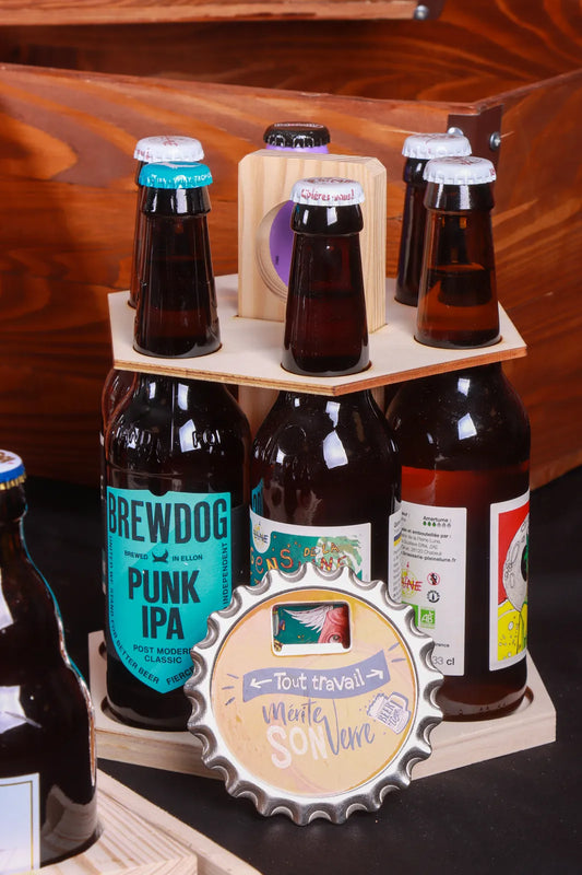 Carrousel à bière Enzo bois 6 bières 33cl (type long neck) Twist