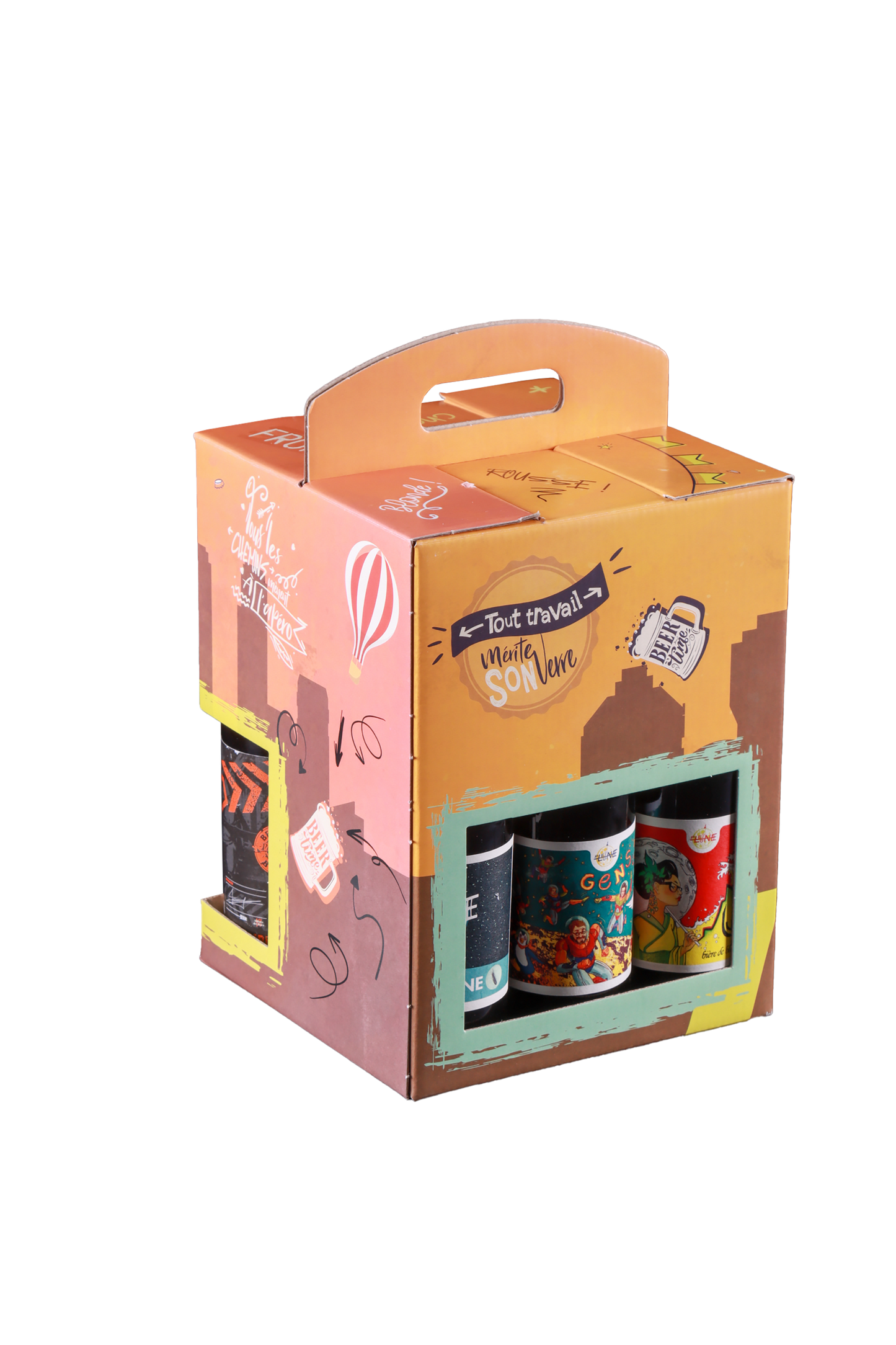 Personalized cardboard box suitcase for 9 beers, 18.2x18.2x24cm
