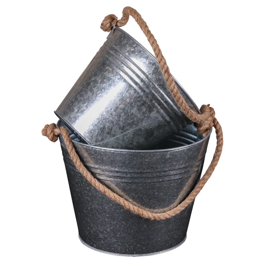 Fredo metal bucket with rope handle Ø25/18x19cm