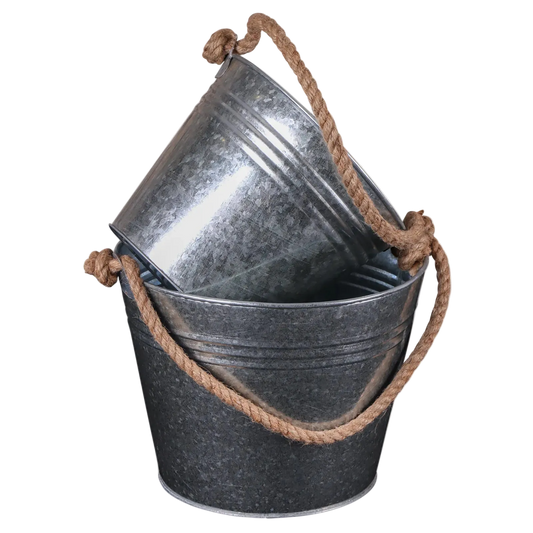 Fredo metal bucket with rope handle Ø25/18x19cm