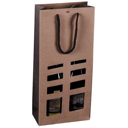Elusa kraft paper bag with 2 window bottles