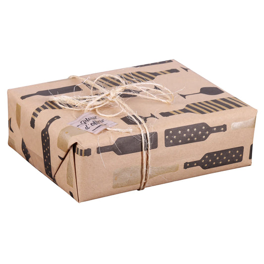 Papier cadeau Flaveur kraft recyclé brun/noir/or 0.50x200m