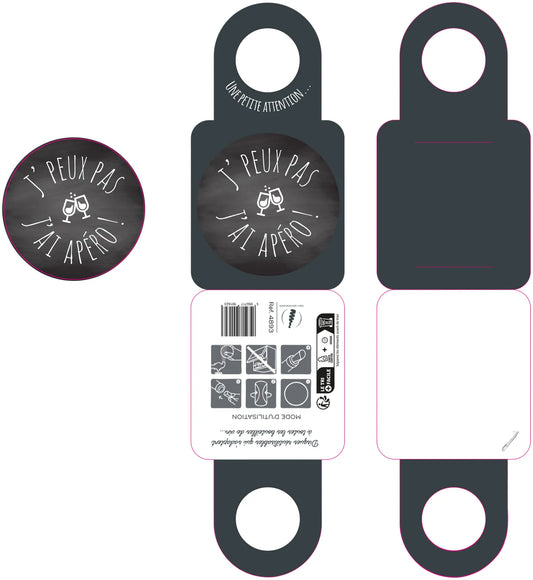 Card message/Victoria bottleneck anti-drip disc - Can't, I have aperitif-----4893