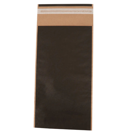 Pochette Durance papier kraft noir 1 bouteille fermeture adhésive