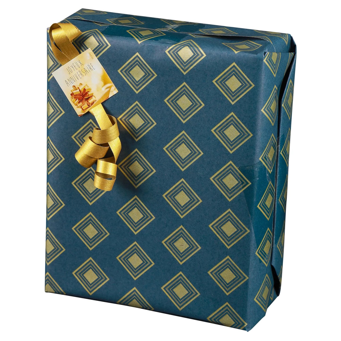 Papier cadeau Verona papier couché bleu/or 0.50x200m
