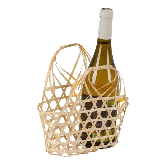 Lio openwork basket, natural bamboo, oval, 20x12x10/22cm