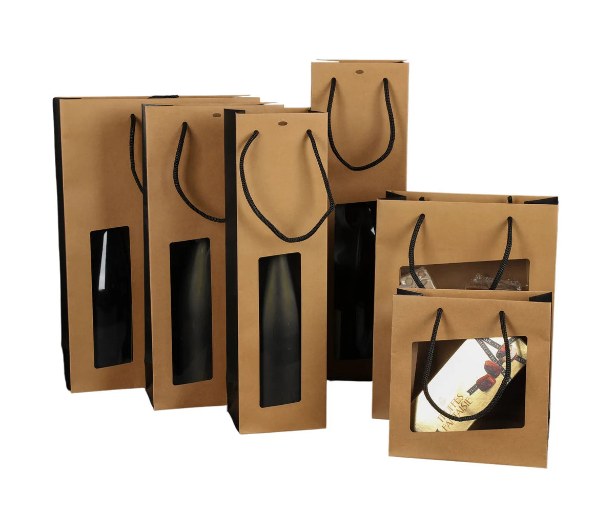 Sac Elusa papier kraft 1 bouteille fenêtre PVC