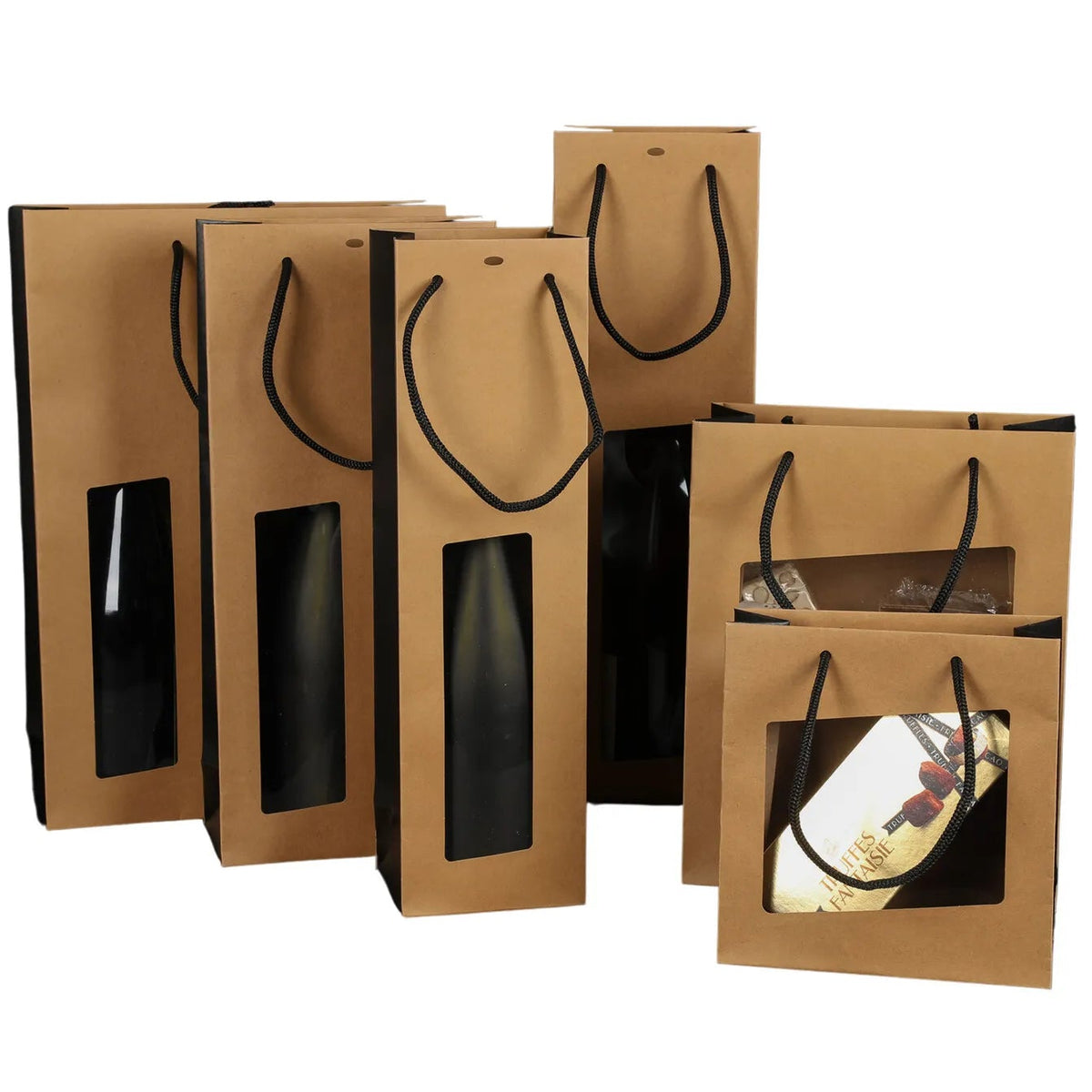 Sac Elusa papier kraft 2 bouteilles fenêtres PVC