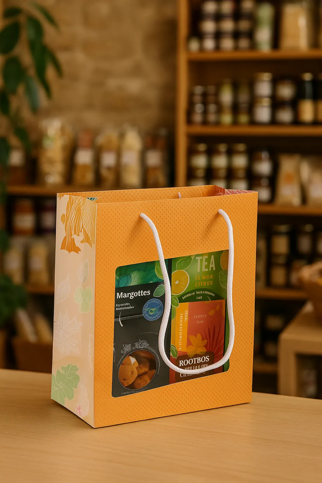 Granada kraft paper bag, local produce, 22x11x28cm, PVC window