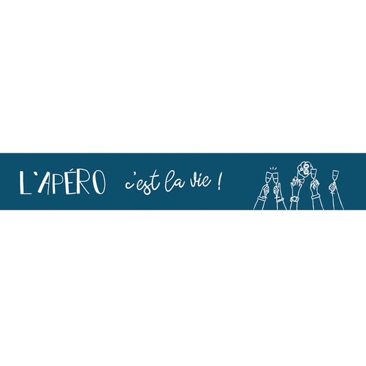 Chapeau Ernest paille bandeau bleu/blanc - Lapéro cest la vie !