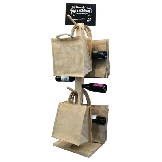 Goa wooden display stand for bags and bottles