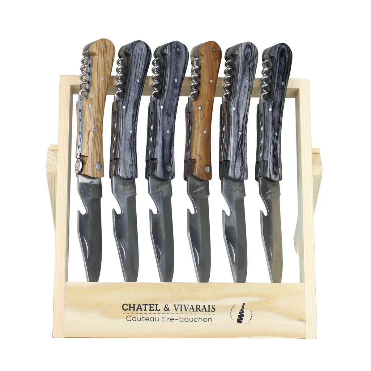 Couteau tire-bouchon Chatel manche bois assorti